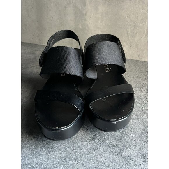 PEDRO GARCIA Black Pebbled Leather Ankle Strappy Sandals Heel EUR 38 US 7.5 - Picture 7 of 9